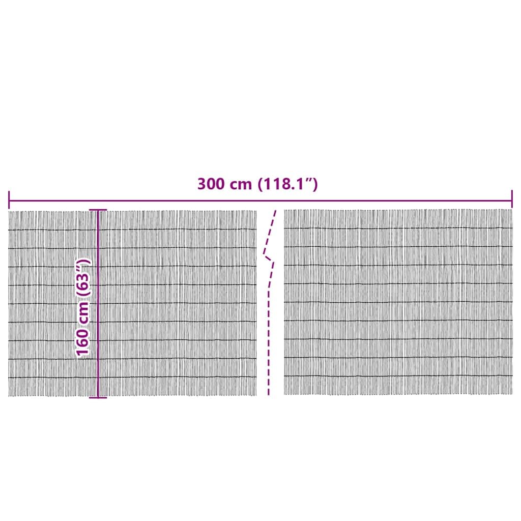 Valla natural de juncos, 300 x 160 cm, resistente a la intemperie, valla de jardín, decorativa como protección visual y valla para zonas de jardín o terraza, duradera y plegable