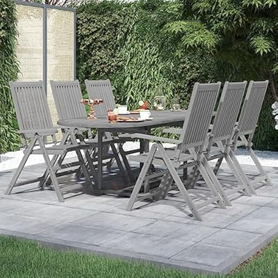 EVERSTRO 7 Piece Patio Dining Set Solid Wood Acacia,Outdoor Sets