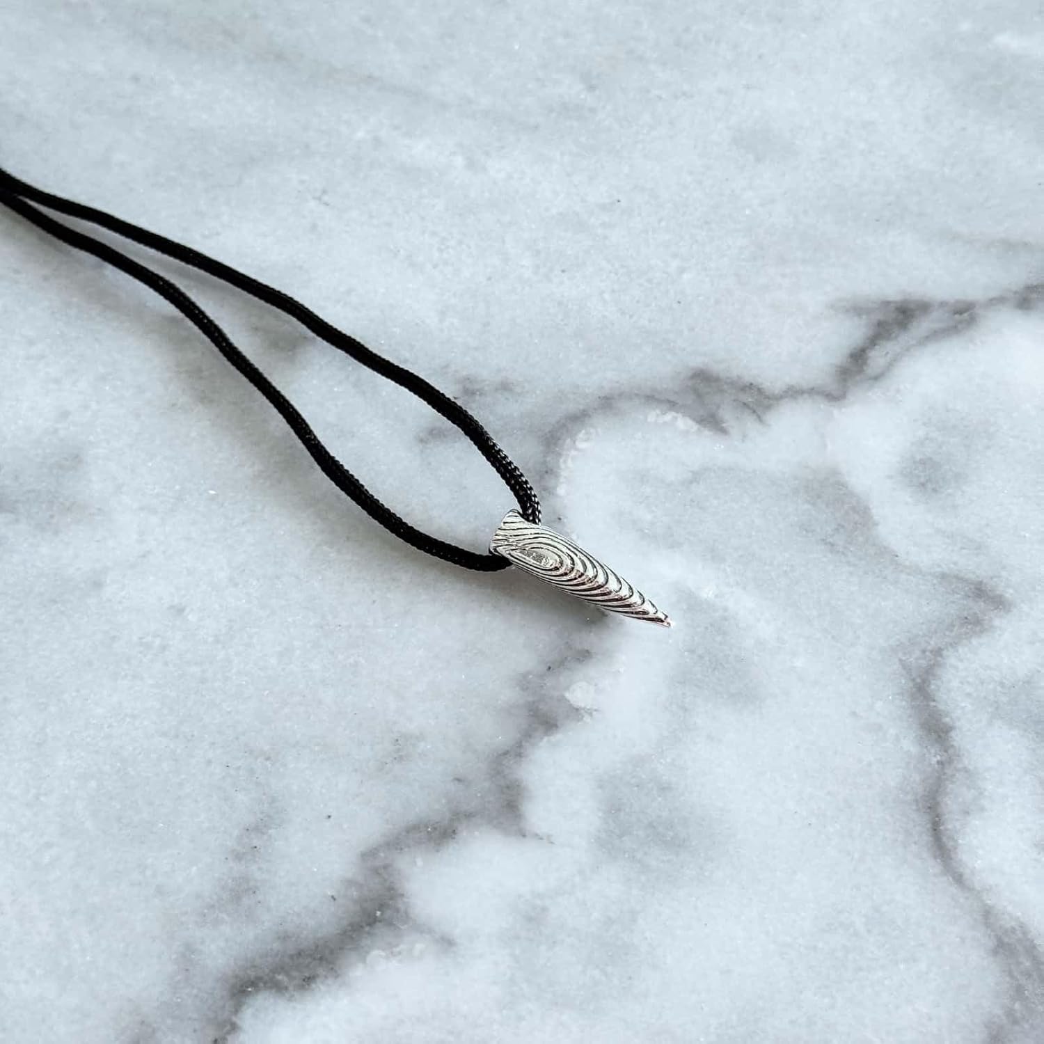 Thai Silver Vintage Bullet Pendant Necklace for Men Women,Spiral Circle Pattern Bullet Charm Jewelry Chain Necklace for Mens,Adjustable Black Rope Chain - Image 5