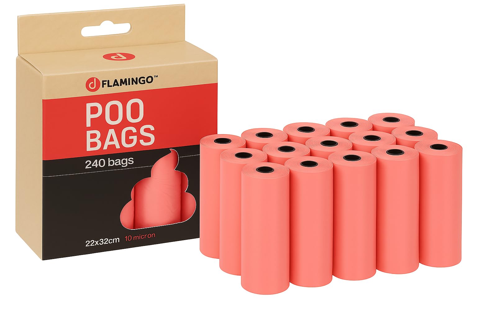 Poo bags dogs - 240 pcs - biodegradable - tear resistant - pink pastel - Flamingo