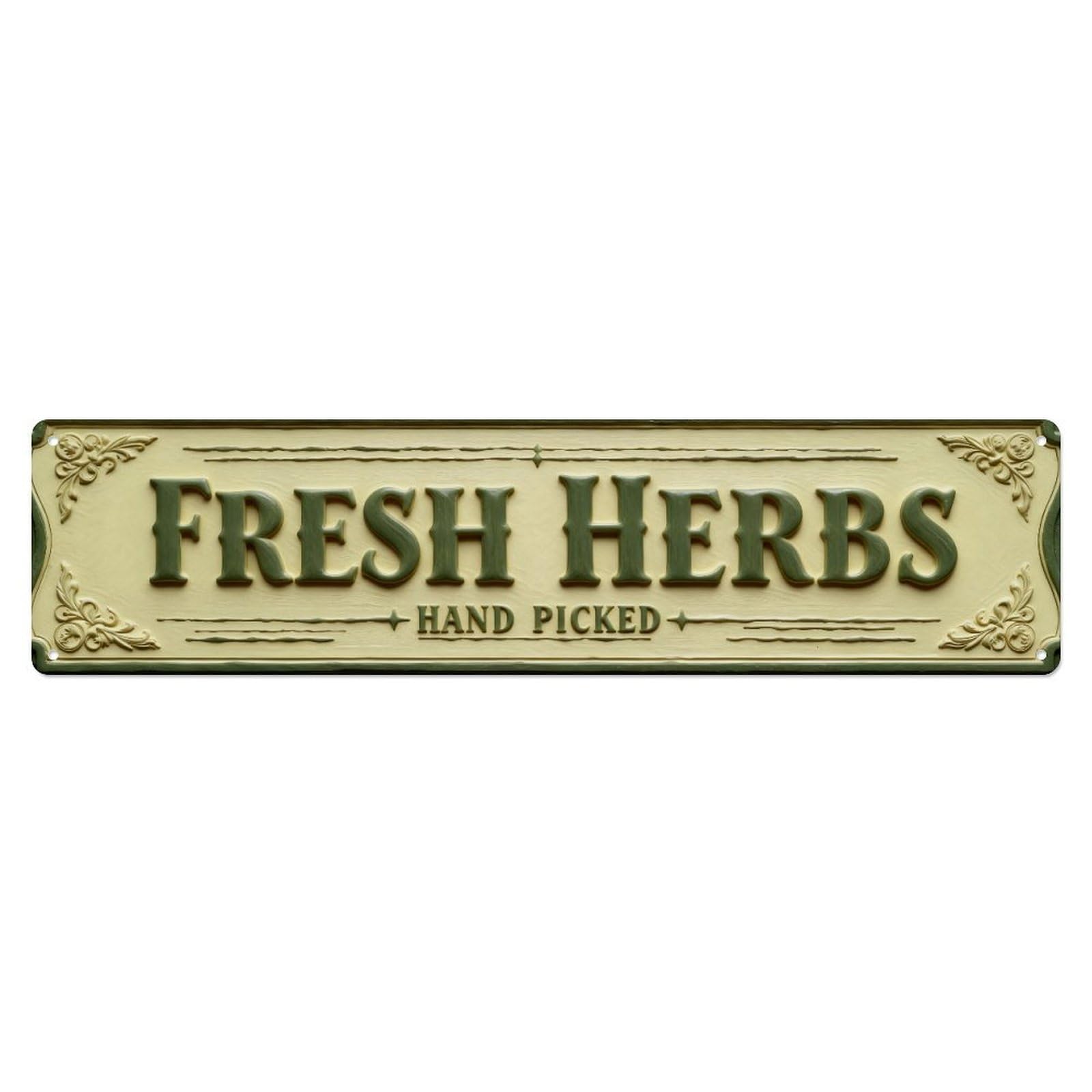 Iageret Vintage Fresh Herbs Hand Picked Sign Metal Tin Sign Retro Wall Decor, Bar Garage Cafe Kitchen Home Wall Art Poster Decoration 4X16inches