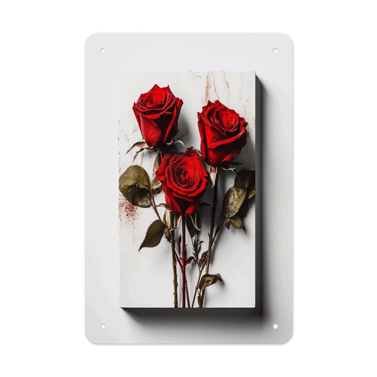 Btcowzrv Style Hand Drawn Rose Metal Tin Sign Wall Decor Hanging Plaque