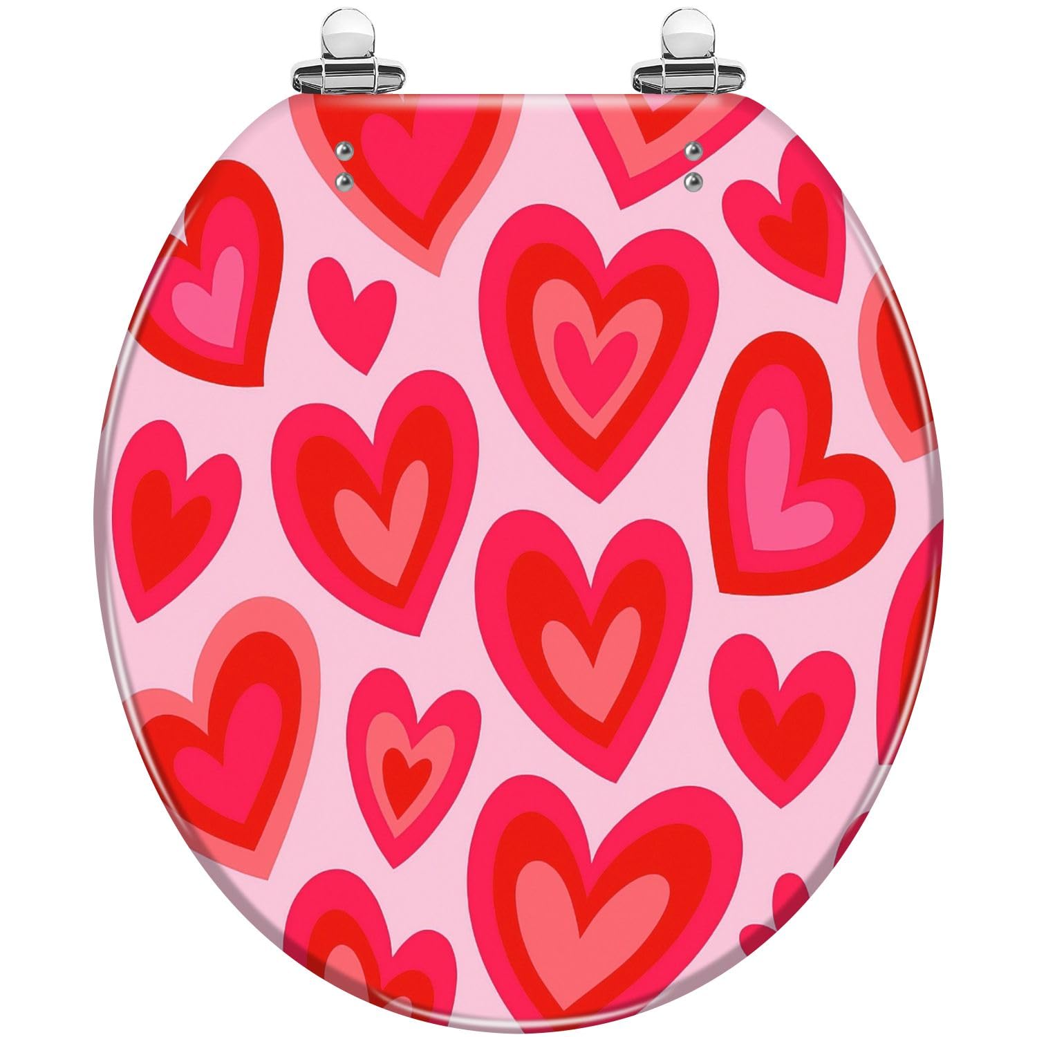 Psychedelic Round 8s seat Release Hinges Cover Bumpers Install Install, Adjustable, Lightweight, Durable, Portable, User-Friendly, Compact, Retro, Toilet, Resin, Groovy, Hearts, Seamless