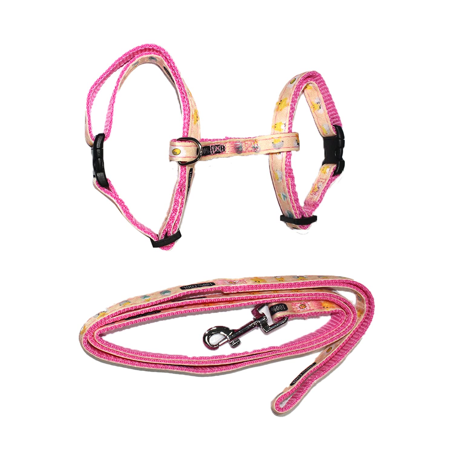 Emily Pets Cat Walking Harness & Leash Set Adjustable Small Puppy Kitten Rabbit Harness (Hot Pink)