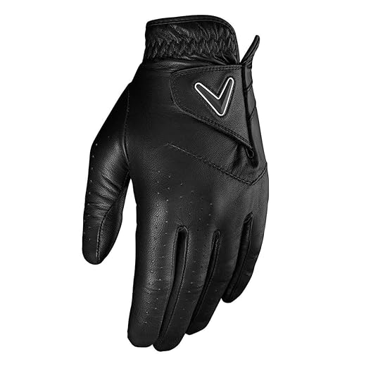 Callaway Golf Men's OptiColor Leather Glove, Black, Large, Worn on Left Hand