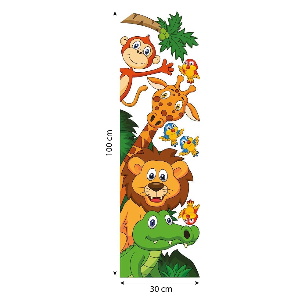 kina - Pegatina Pared Decoración Habitación Niños R00008 - Material Tela Ecológica, Hipoalergénico, Reposicionable, Efecto caricia, Escuela infantil - Gráficos Animales y medir 100x30 cm