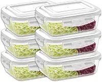 KIT 6 Potes de Vidro Retangular com Tampa Hermética 640ml Cor:Branco (QH)
