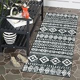 Lahome Boho Moroccan Kitchen Rug, Washable Black White 2x4 Entryway Rugs Non Slip with Rubber Backing, Low-Pile Soft Farmhouse Tribal Print Throw Rug Indoor Small Carpet for Bathroom Entry Varena