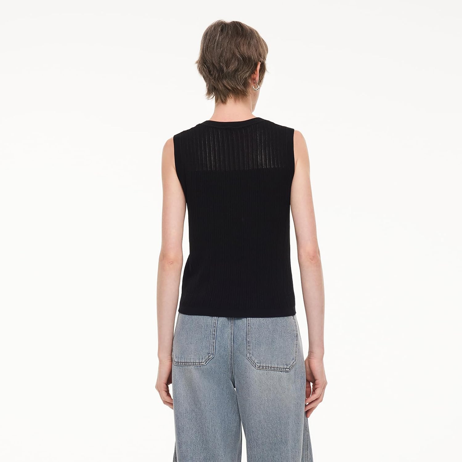 GOELIA Womens Sleeveless Tank Tops Lace Top with Ruffle