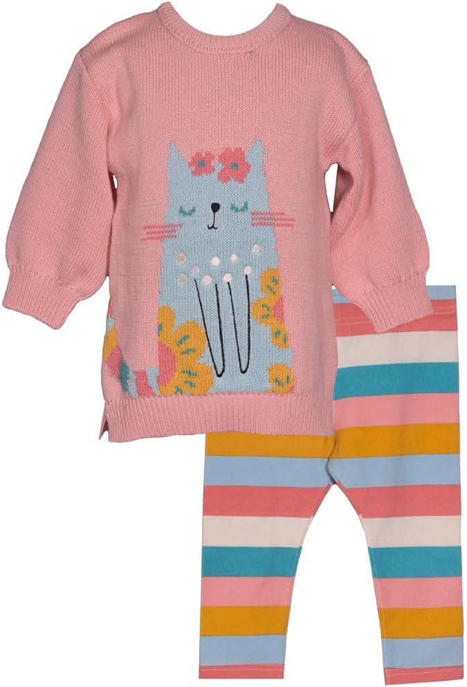 Bonnie Jean Cat Outfit - Pink Sweater Leggings Set