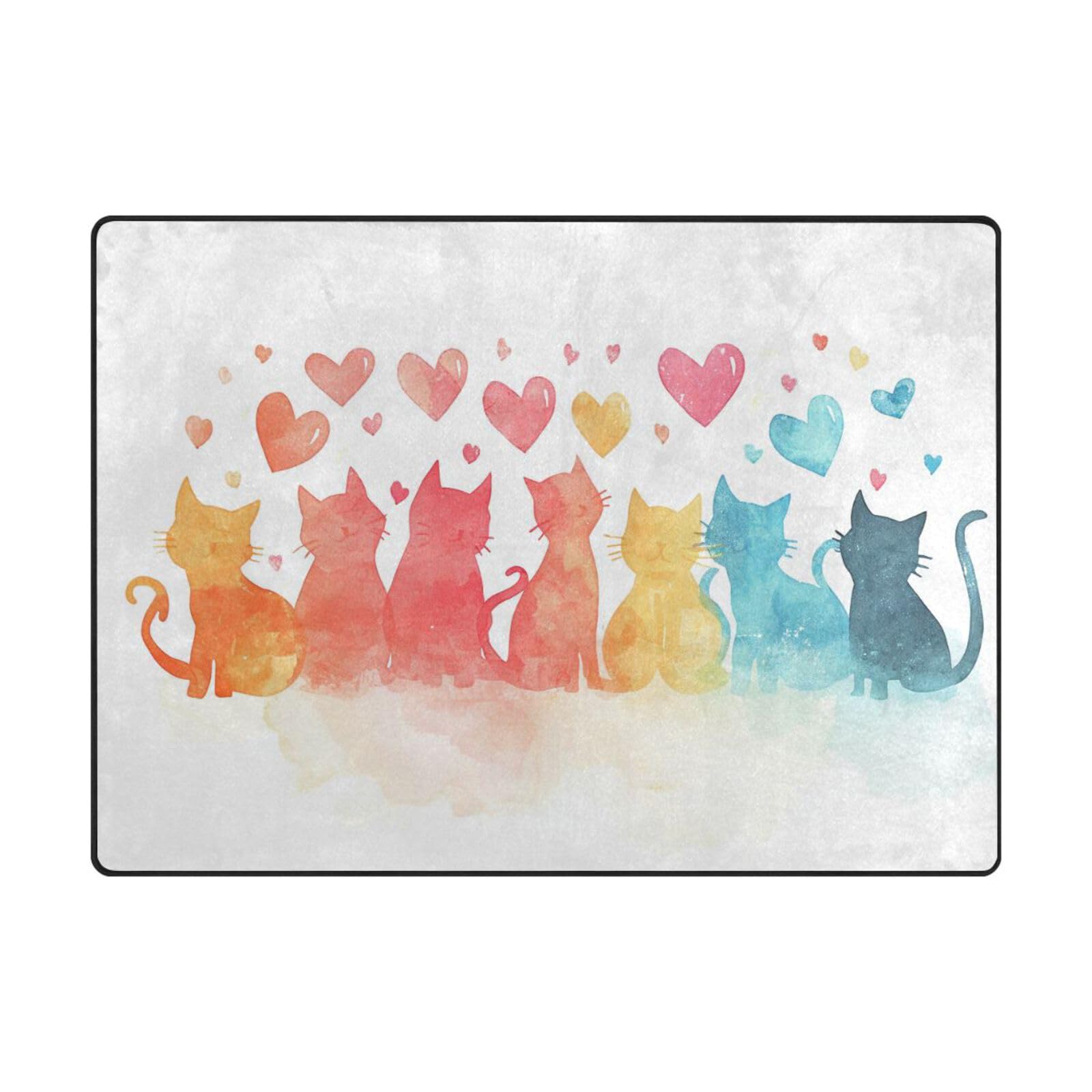 Tapis de sol contemporain pour chambre et salon : ambiance douce avec chats colorés