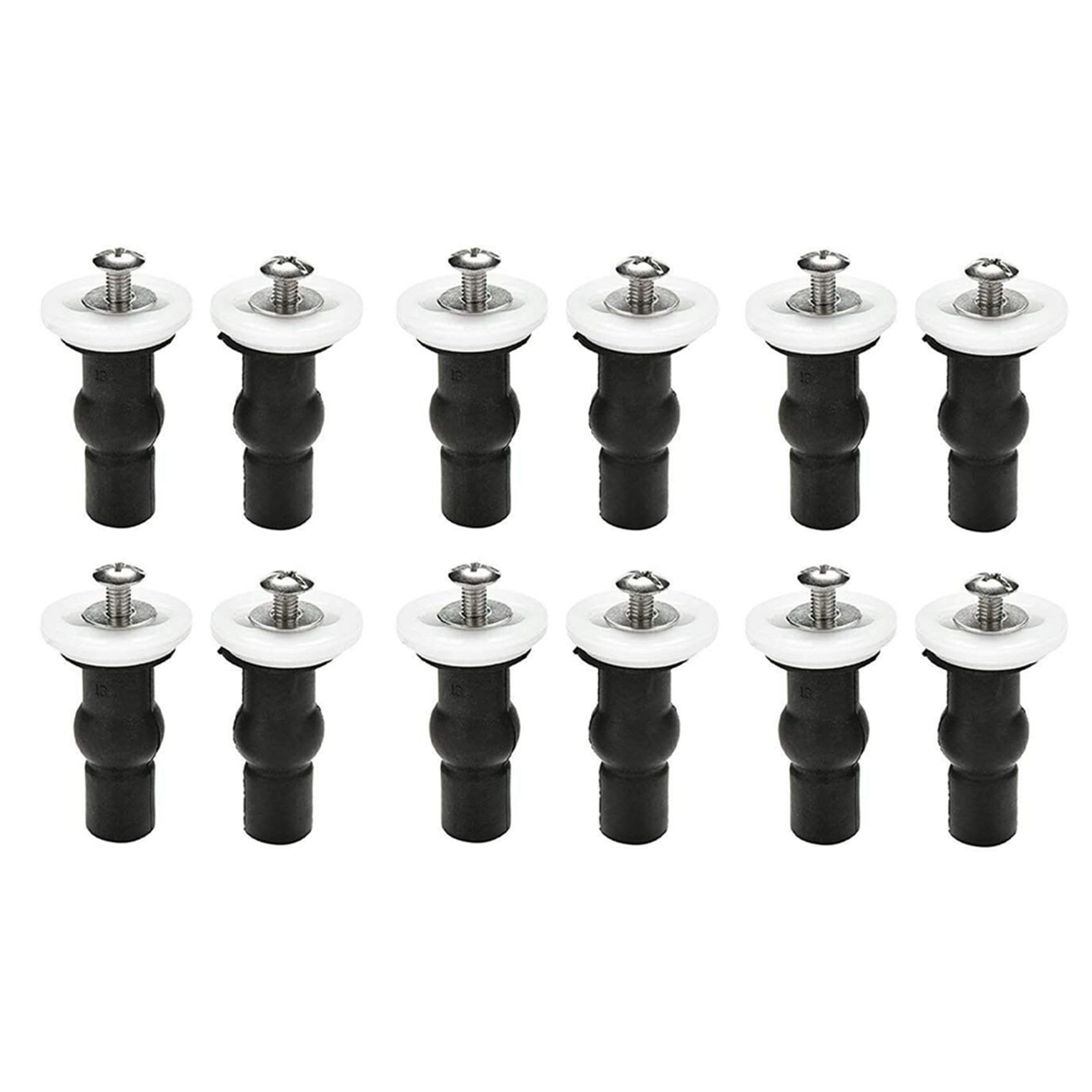 Jnchdghwa Black Toilet Seat Top Fix Screws Fixings 6 Pairs Universal Expanding Rubber Top Nuts Blind Hole Hinges Fittings 12Pcs