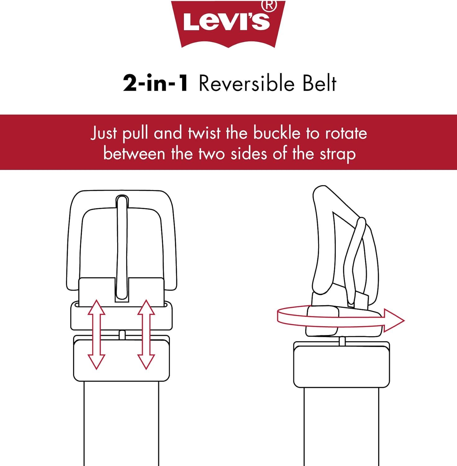 Miniatura 7 de Levis Cinturón para niños grandes para la escuela casual para jeans con correa reversible plateado