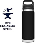 YETI Rambler 26 oz Bouteille, Isolée sous vide, en acier inoxydable avec bouchon en écharpe, noir