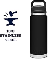 Vista 6 de YETI Rambler - Botella de 26 oz, aislada al vacío, de acero inoxidable con tapa Chug, color negro