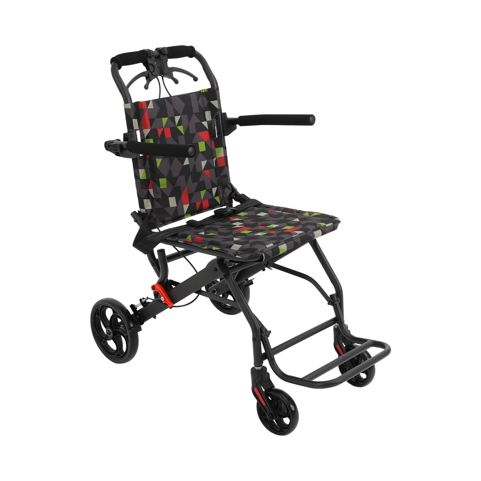Sedia a rotelle pieghevole, portatile, pieghevole, con poggiapiedi, portata 100 kg, stabile e compatta, ideale per anziani e in viaggio
