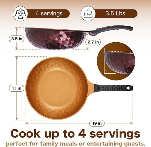 Miniatura 7 de Sartén wok híbrida antiadherente de alta calidad, hecha en Corea con revestimiento de titanio, sin tapa, compatible con múltiples utensilios de