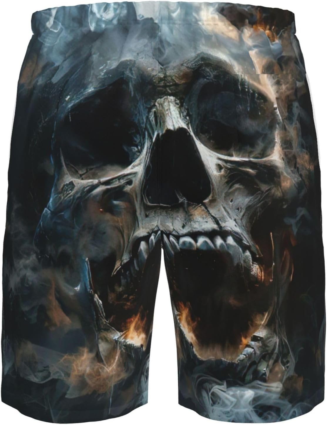 Mens Horror Ghost Skull Print Beach Shorts,Casual Summer Shorts for Men,Quick Dry Polyester