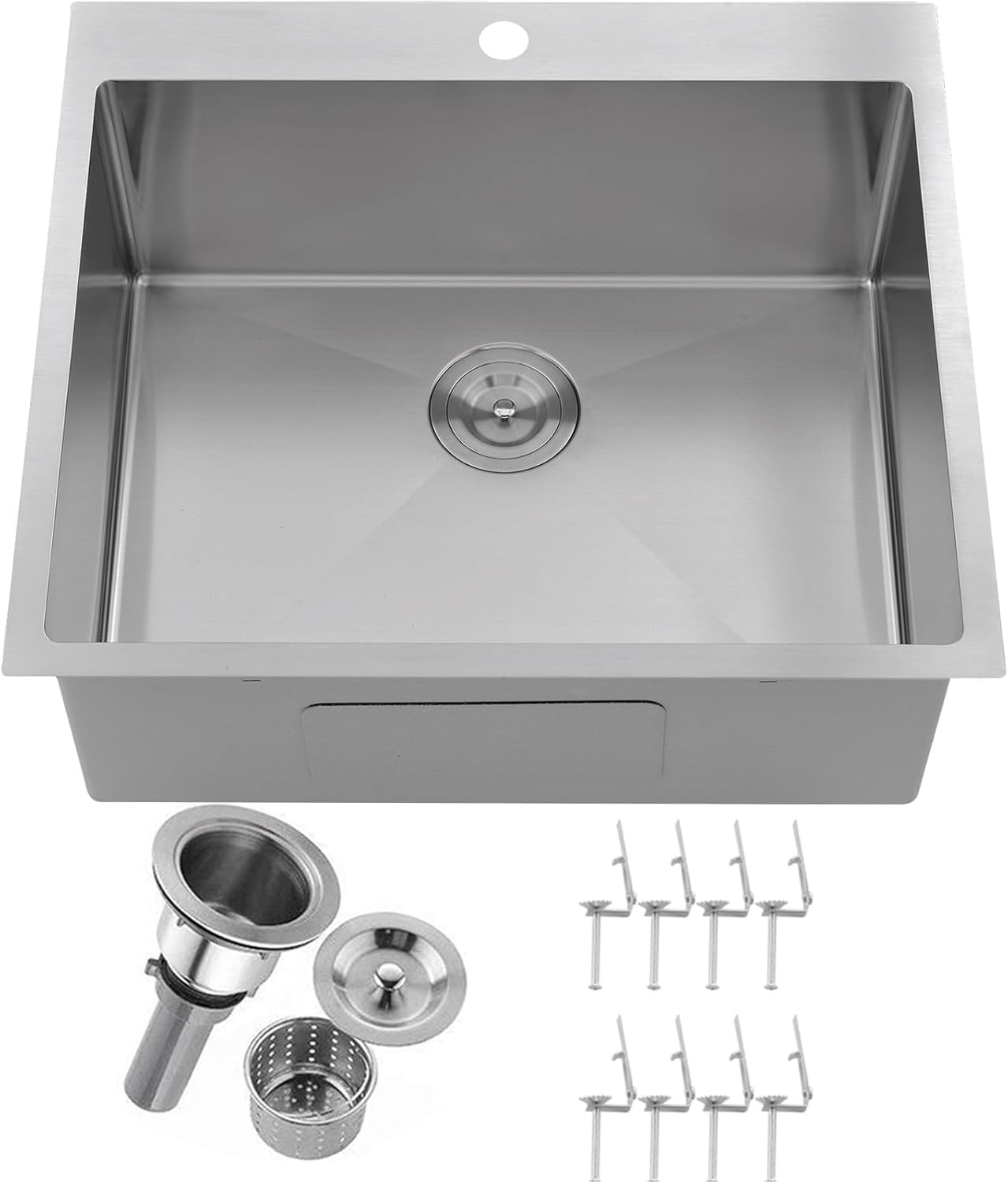 275 nana(●'ｗ'●) IKEBANA 25x22 Inch Brushed Nickel Kitchen Sink Drop in, 16 Gauge