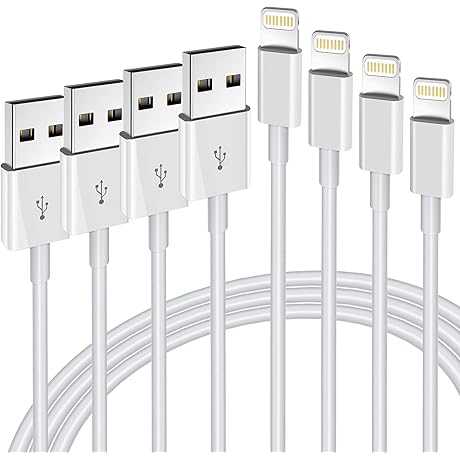 4-Pack Fast Charging Lightning Cables Certified Lightning to USB-A [3/3/6/6FT] Compatible with iPhone 12/12 PRO/MAX/11/11PRO/XS/MAX/XR/X/8/7
