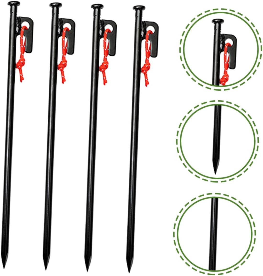 8pcs Heavy Duty Metal Tent Stakes Set 30cm Black Landscape Stakes with Storage Bag for Outdoor Camping Tent Ground Anchors and Tarp Fixing