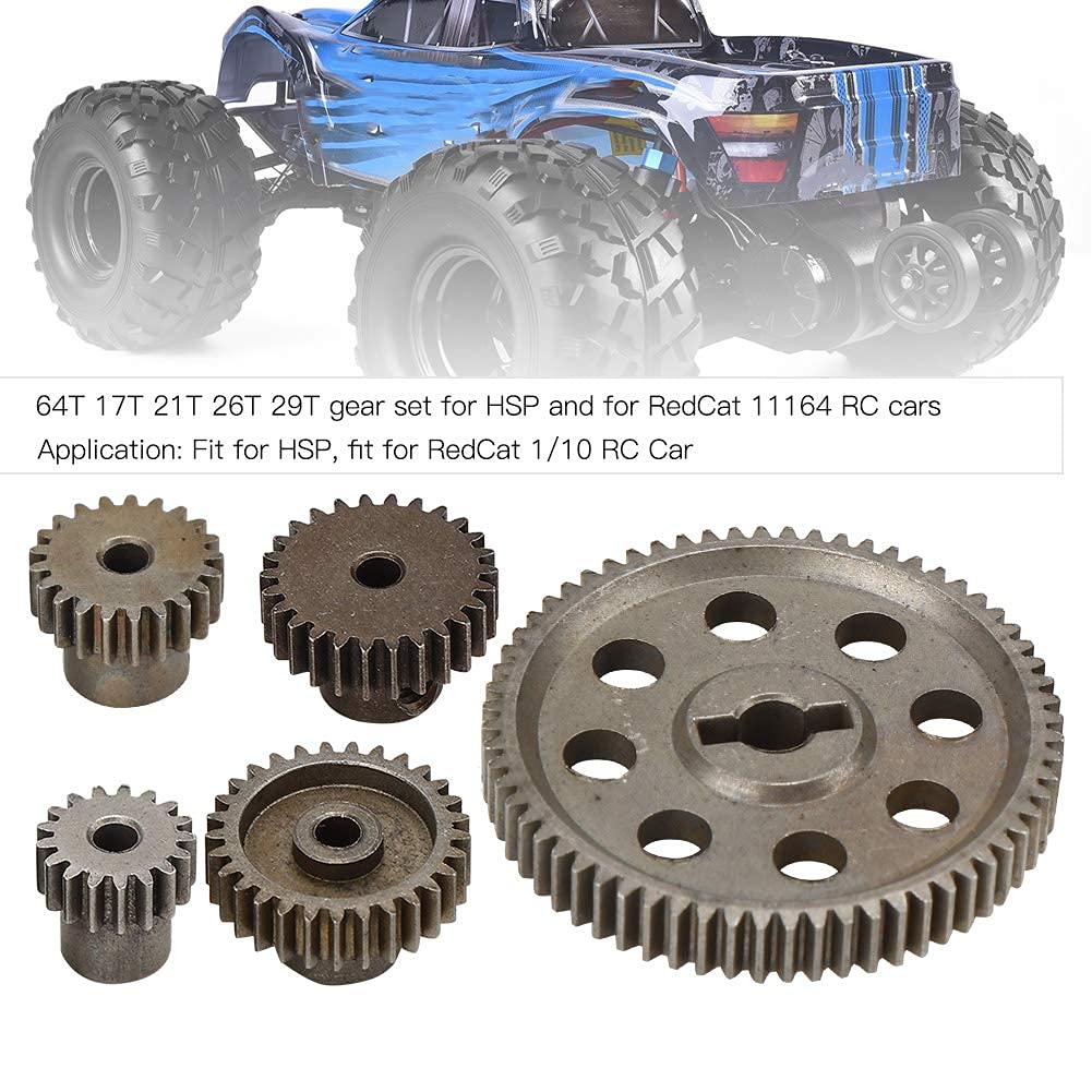 Ingranaggio Cilindrico Principale in Metallo Differenziale per Auto RC 64T 17T 21T 26T 29T Parte di Aggiornamento Dell'ingranaggio del Motore per Set di Ingranaggi di HSP e 1/10 RC Car