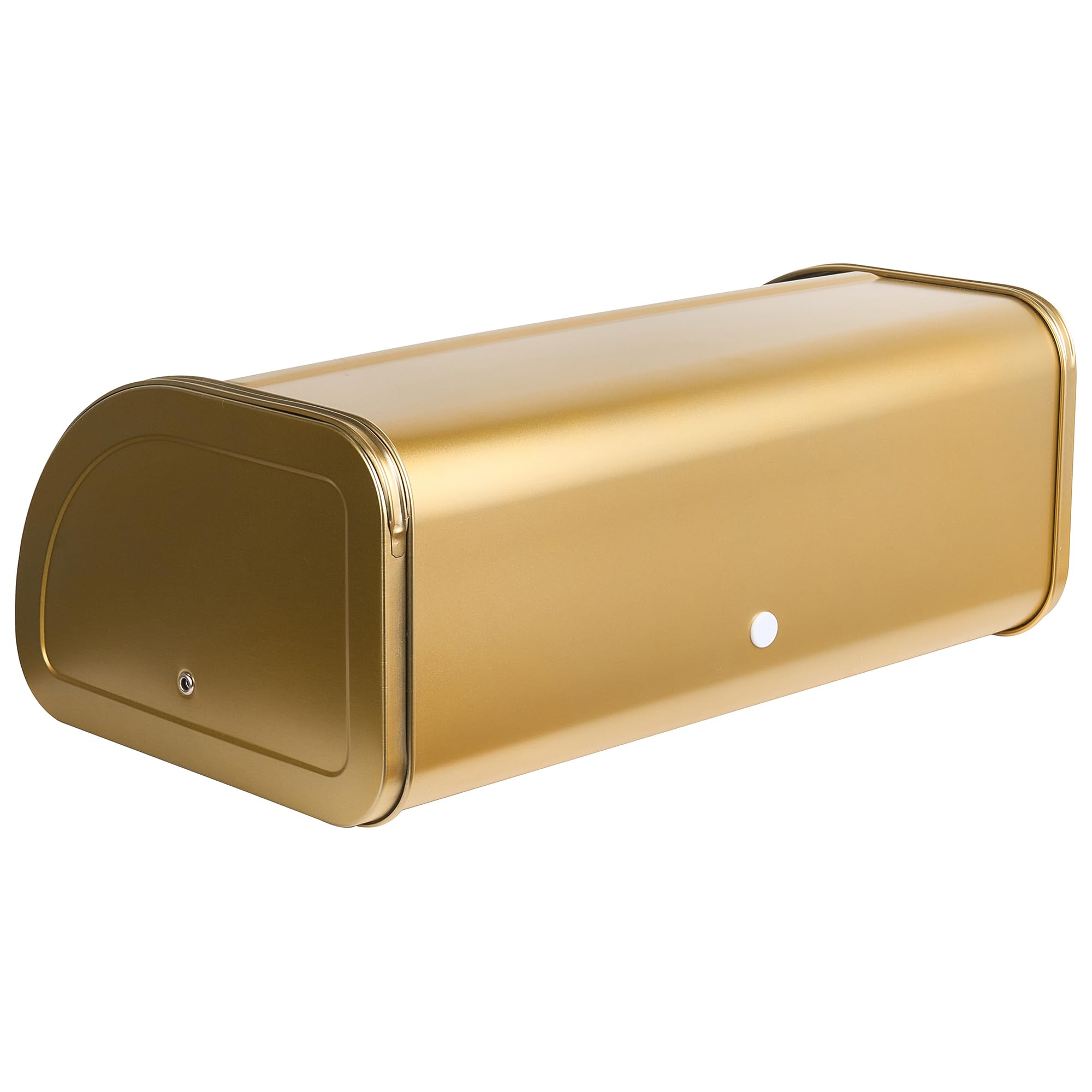 Beliani Brotkasten Edelstahl gold mit Rollklappe Griff halbrund 45 x 26 x 17 cm modern Delectation