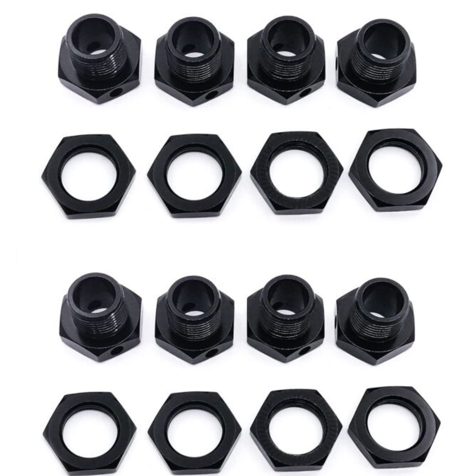 8pcs Aluminum 17mm Wheel Nut & Hex Adapter for Arrma 6s Typhon Mojave Infraction Limitless Hopups Upgrade Parts Black