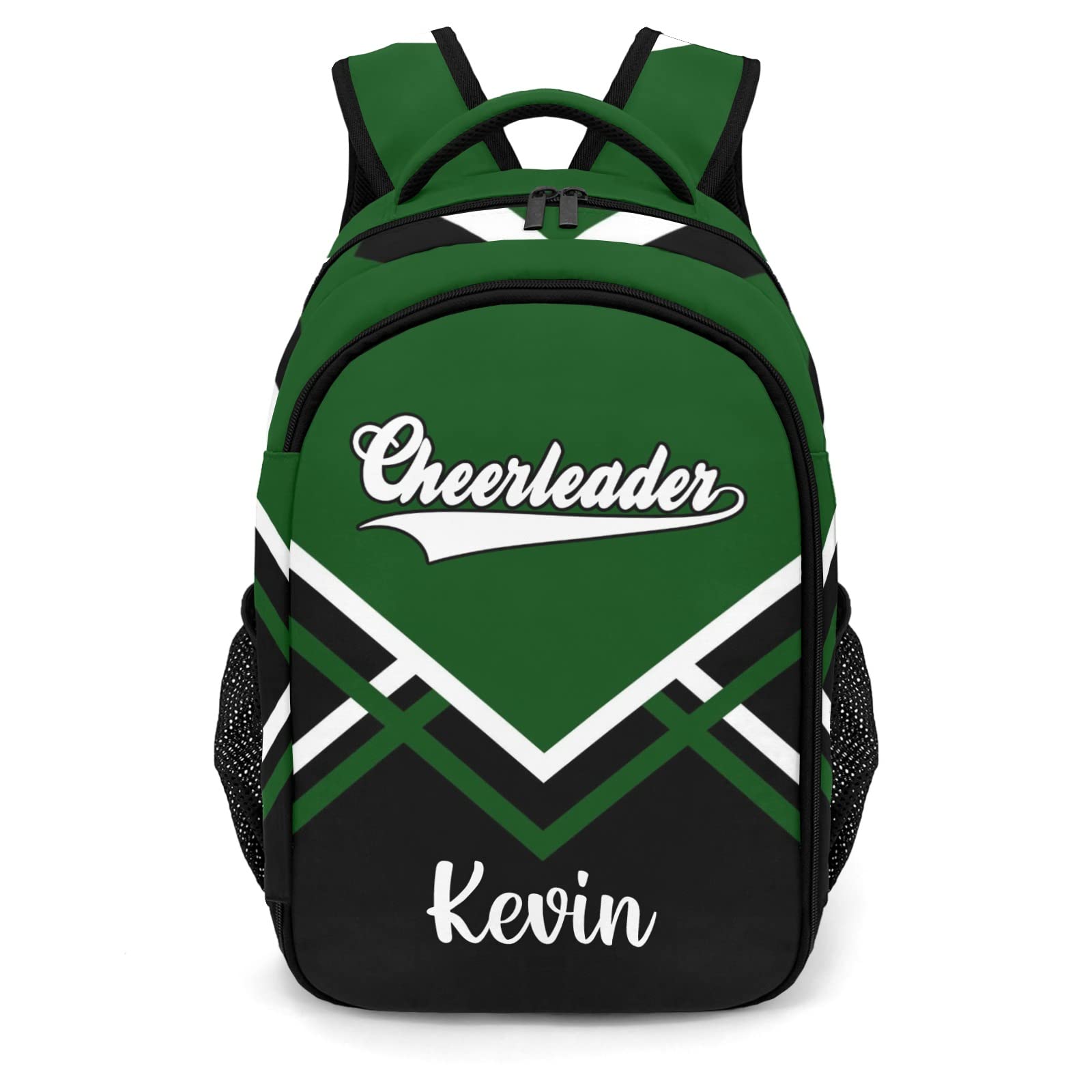 XOZOTY Green Cheerleader Cheer Backpack Personalized with Name for Men Women Shoulder Bag Laptop Bag Bookbag