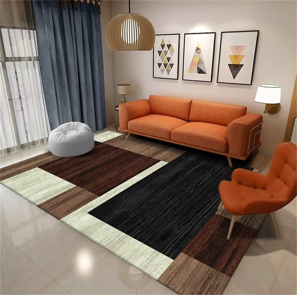 Tapis enfants marron antidérapant et résistant pour moquette de salon