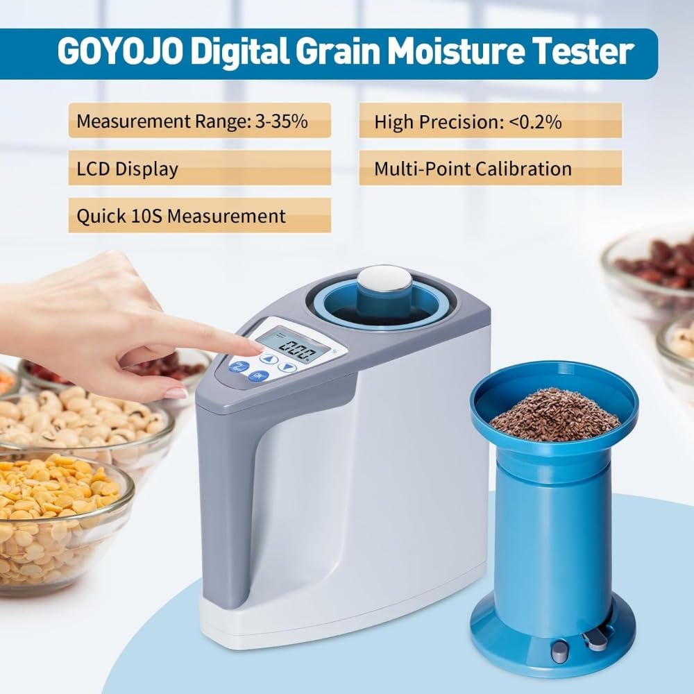 Misuratore di umidità for cereali Misuratore di umidità for cereali, mais, riso, grano, misuratore di umidità digitale ad alta precisione Tester rilevatore
