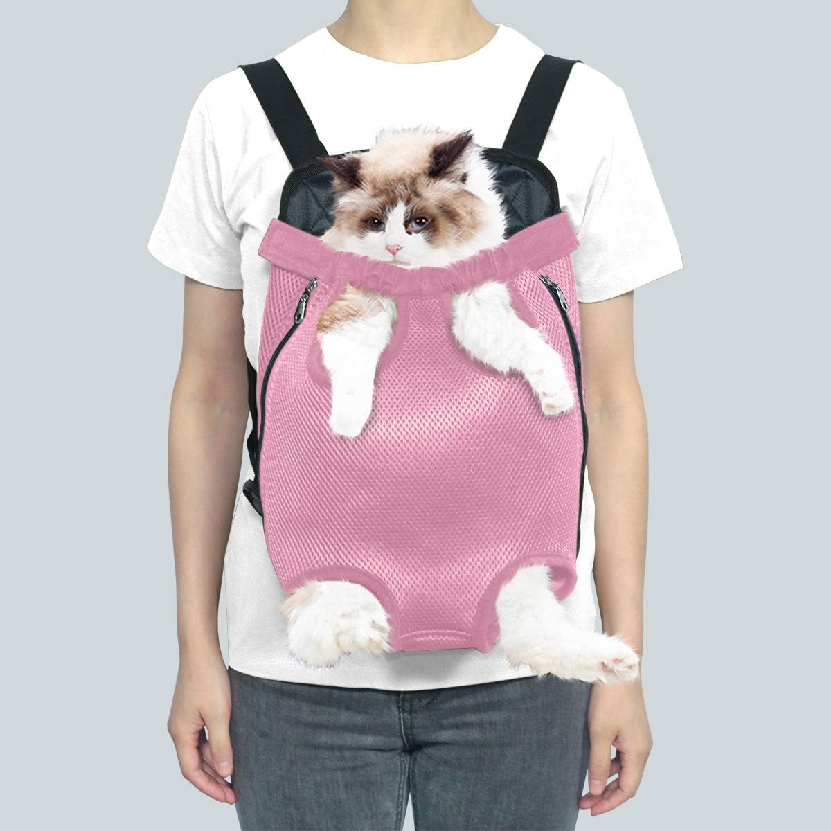 Henkelion Dog Carrier Backpack Front Pack, Pet Carrier Back Pack for Small Medium Cat Puppy Doggie, Dog Body Carrying Bag Sling Backpack, Dog Treat Holder for Chest - Pink - Small