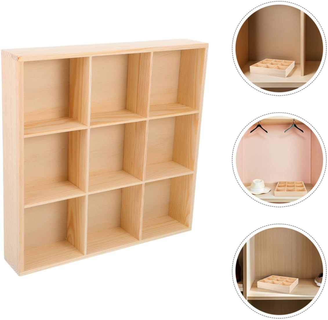 2pcs Wood Drawer Organizer with 9 Compartments for Socks and Underwear, Multi-compartment Clothes Drawer Organizer Sturdy for Bedroom and Closet Storage