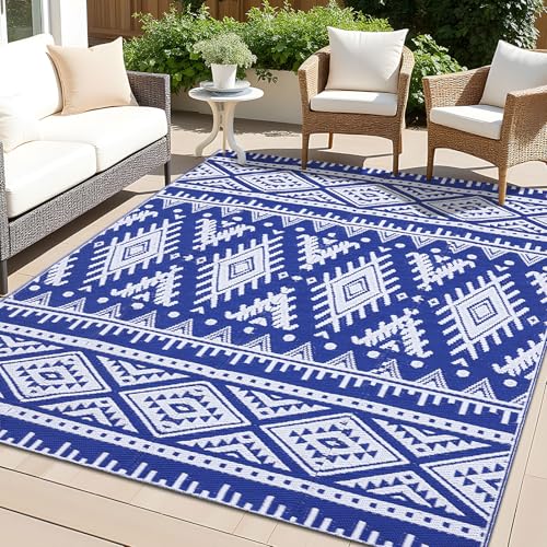 OLANLY Outdoor Rug Waterproof 5x8 ft, Reversible Outdoor Plastic Straw Rug, Boho Patio Rug, Indoor...