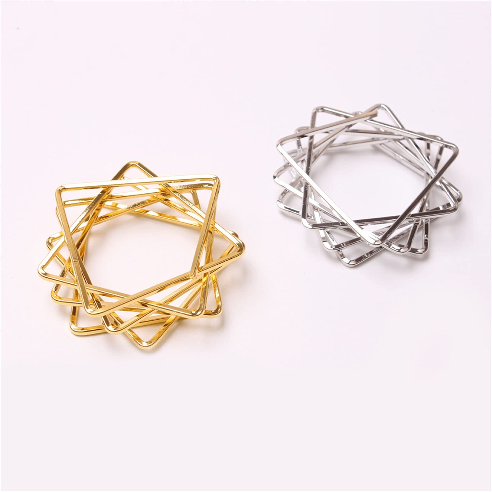 10 stücke Neue Stern Serviette Schnalle Polygon Serviette und Gewebering Dekorieren Zubehör (Color : Gold)