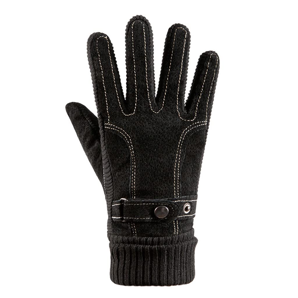 Gants chauds en velours de peau de cerf pour hommes avec isolation thermique douce