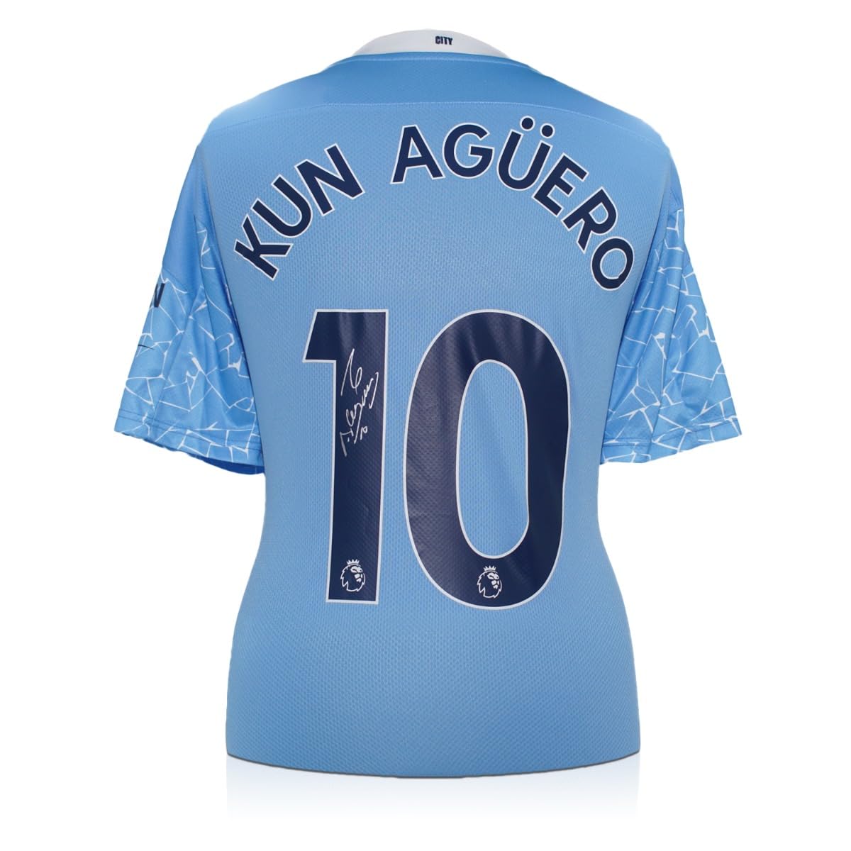 Sergio Aguero Signed 2020-21 Manchester City Football Shirt