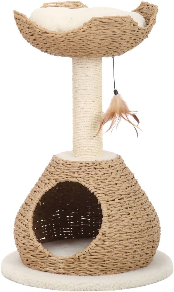 Petpals Hand Made Paper Rope Cat Tree Condo with Scratching Post, Perch