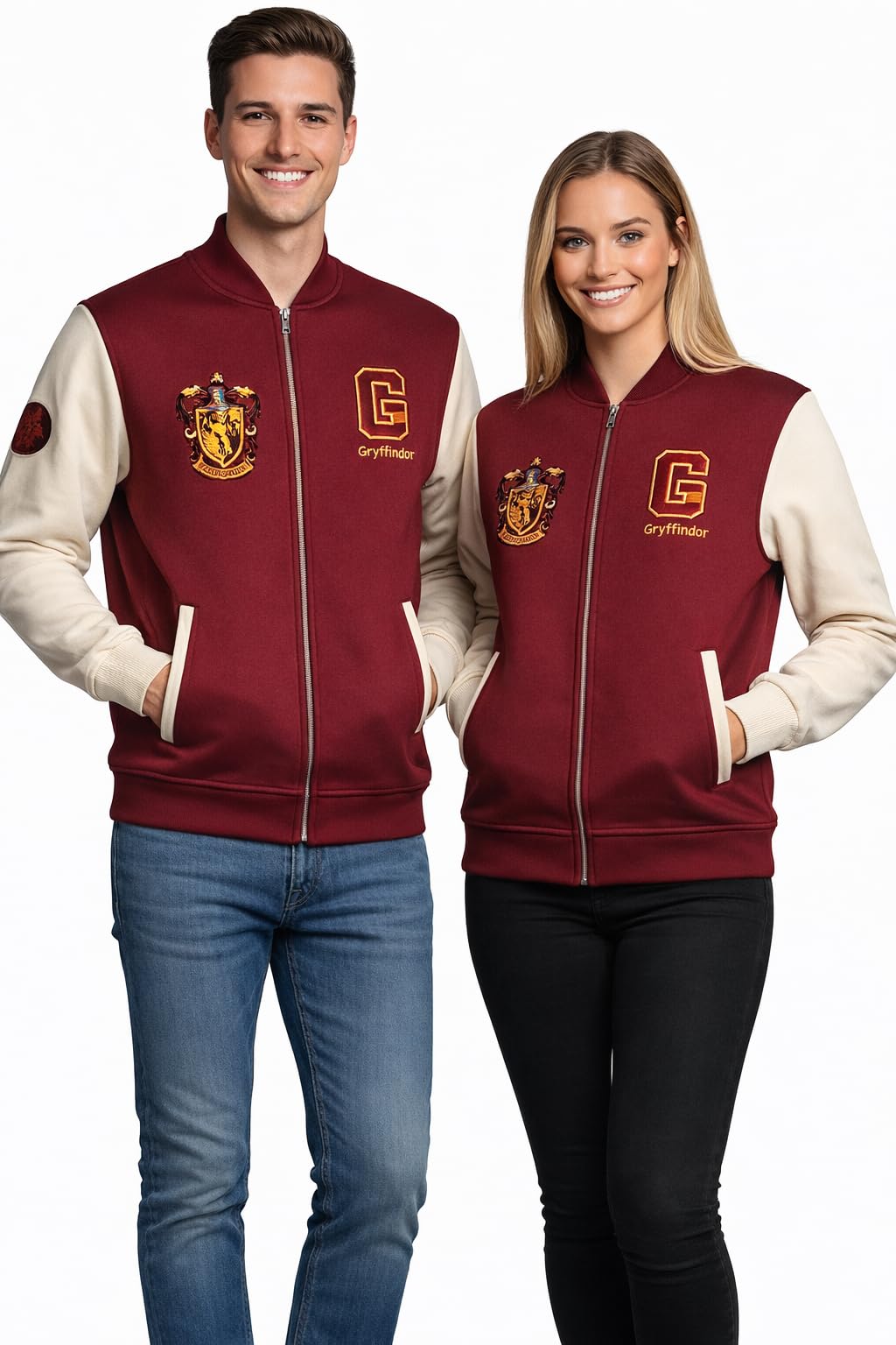 Gwcc Unisex Maroon-Gryffindor Licensed Harry Potter Varsity Baseball Jacket – Zip-Up Jacket With House Crests & Embroidery – 5 Hogwarts Designs, Sizes Xs–2Xl (Uk, Alpha, Xs, Regular, Regular, )