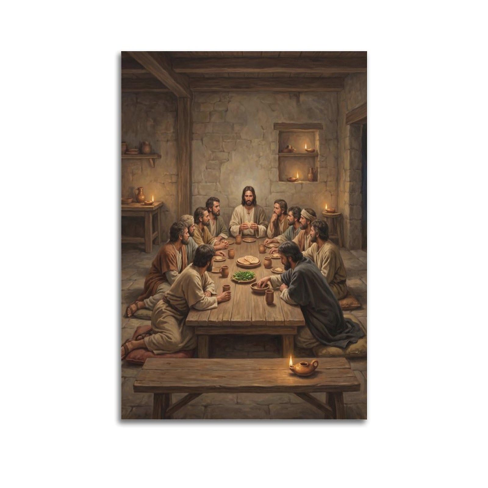 OKNGB Sacred Religious Poster Jesus And Apostles Holy Communion Decorative Painting Canvas Art Picture 24x36inch(60x90cm)