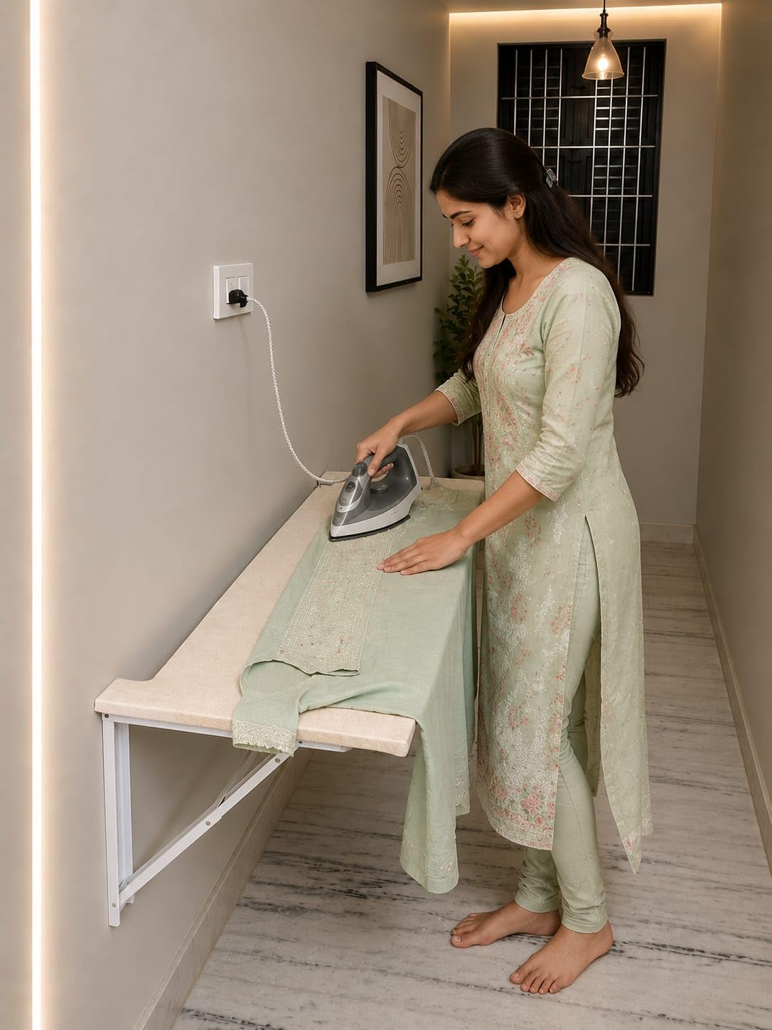 Wall Mounted Foldable Ironing Board 122×48 cm with Cushioned -2 Wall Mounted Foldable Ironing Board 122×48 cm with Cushioned -2