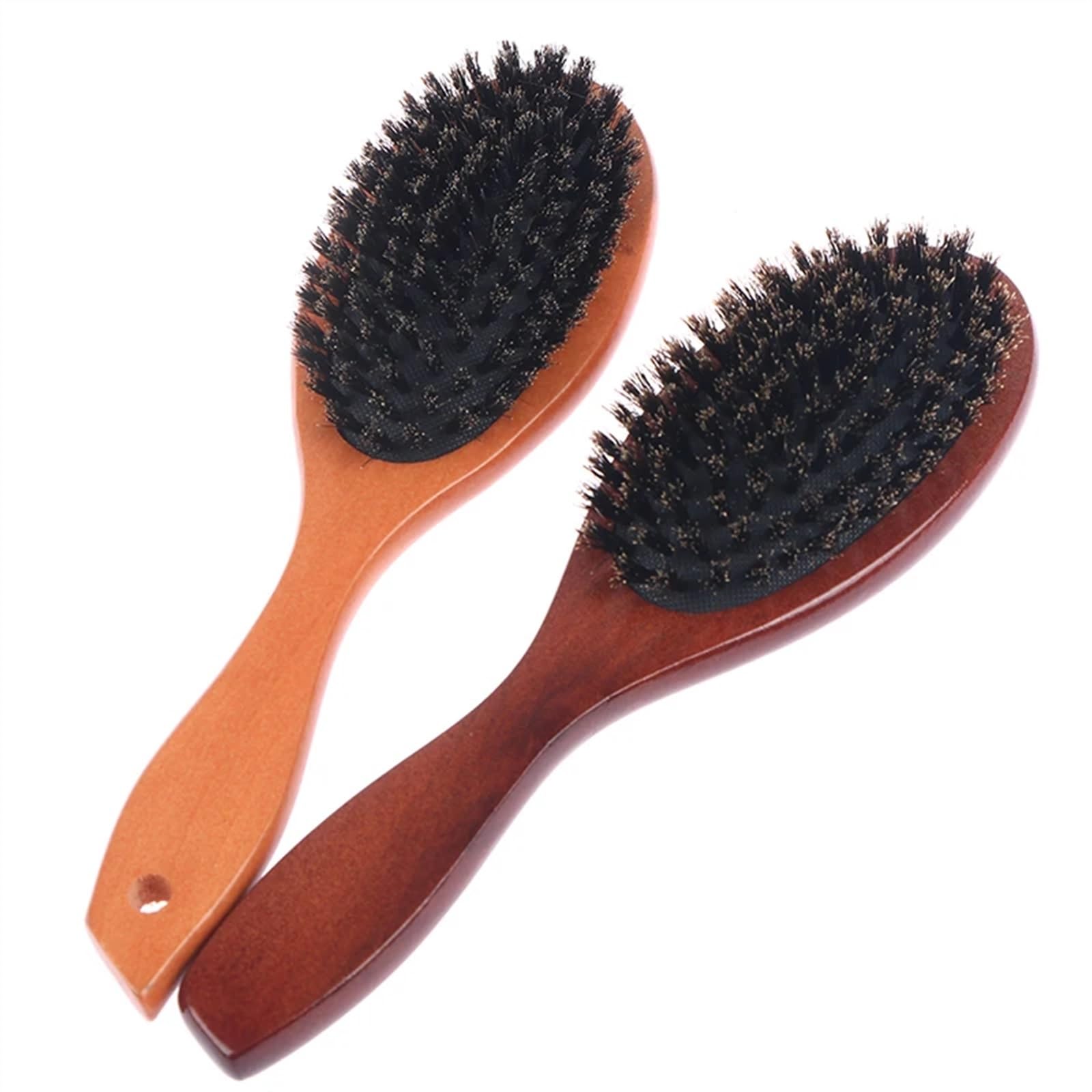 Cepillo de pelo alisador, mango de madera, cerdas de jabalí de imitación, peine for Barba, 1 ud. (Size : Brown)