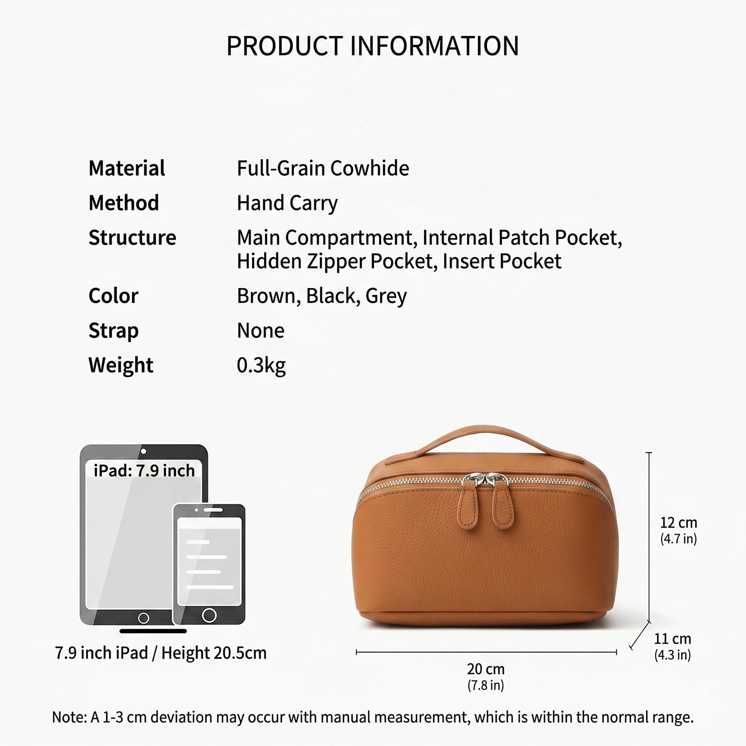 Beauty Case in Vera Pelle per Donna, Organizzatore di Toilette Multifunzionale per Viaggi, Pochette per Trucco Compatta e Portatile, Necessaire da Viaggio in Cuoio Nero