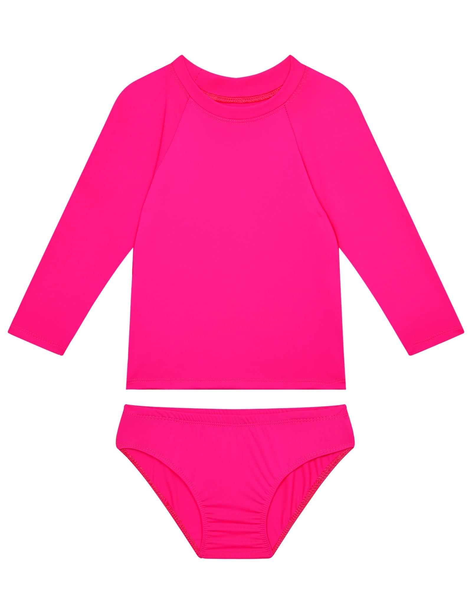 Snowheart Girls Long Sleeves Swimsuit Size 3t 4t 2 Pieces Rose Red Tankini Bathing Suit Rash Guard Sets
