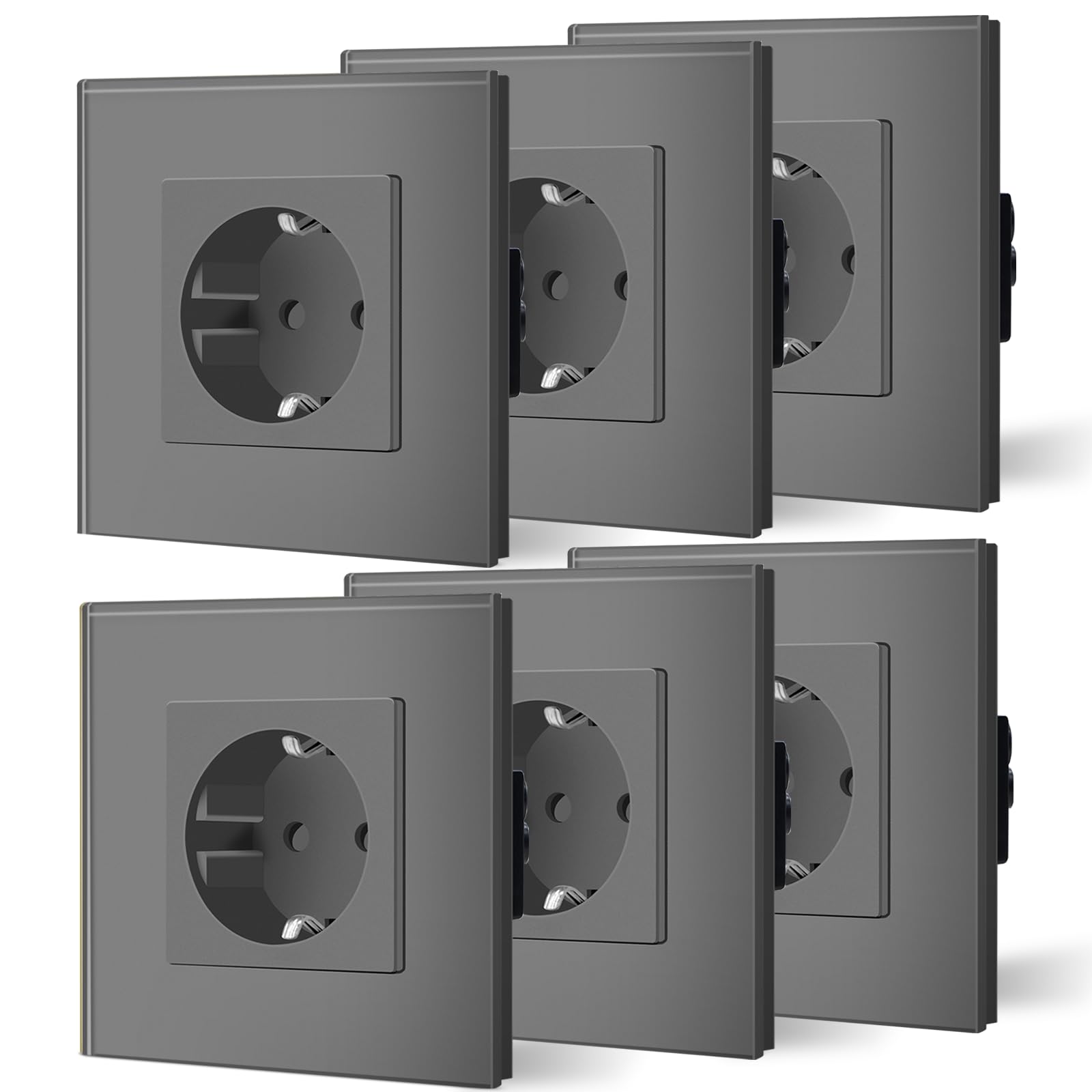 BSEED Enchufe de Pared con USB C,Enchufes Dobles Empotrados con Cristal,Toma de Corriente,Seguridad infantil,Fácil de Instalar,M Serie,2 Enchufes con USB y Tipo C,157mm Blanco — view 42