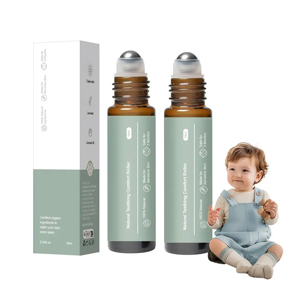 2pc Teething Roller -Baby Teething Oil Roller, Natural Gentle Teething Relief Roller, Teething Roller All Natural for Babies, Little Teethers Roller, Camilia Teething Relief