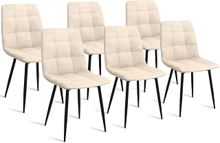 IDMarket - Juego de 6 sillas Mila de terciopelo beige para comedor
