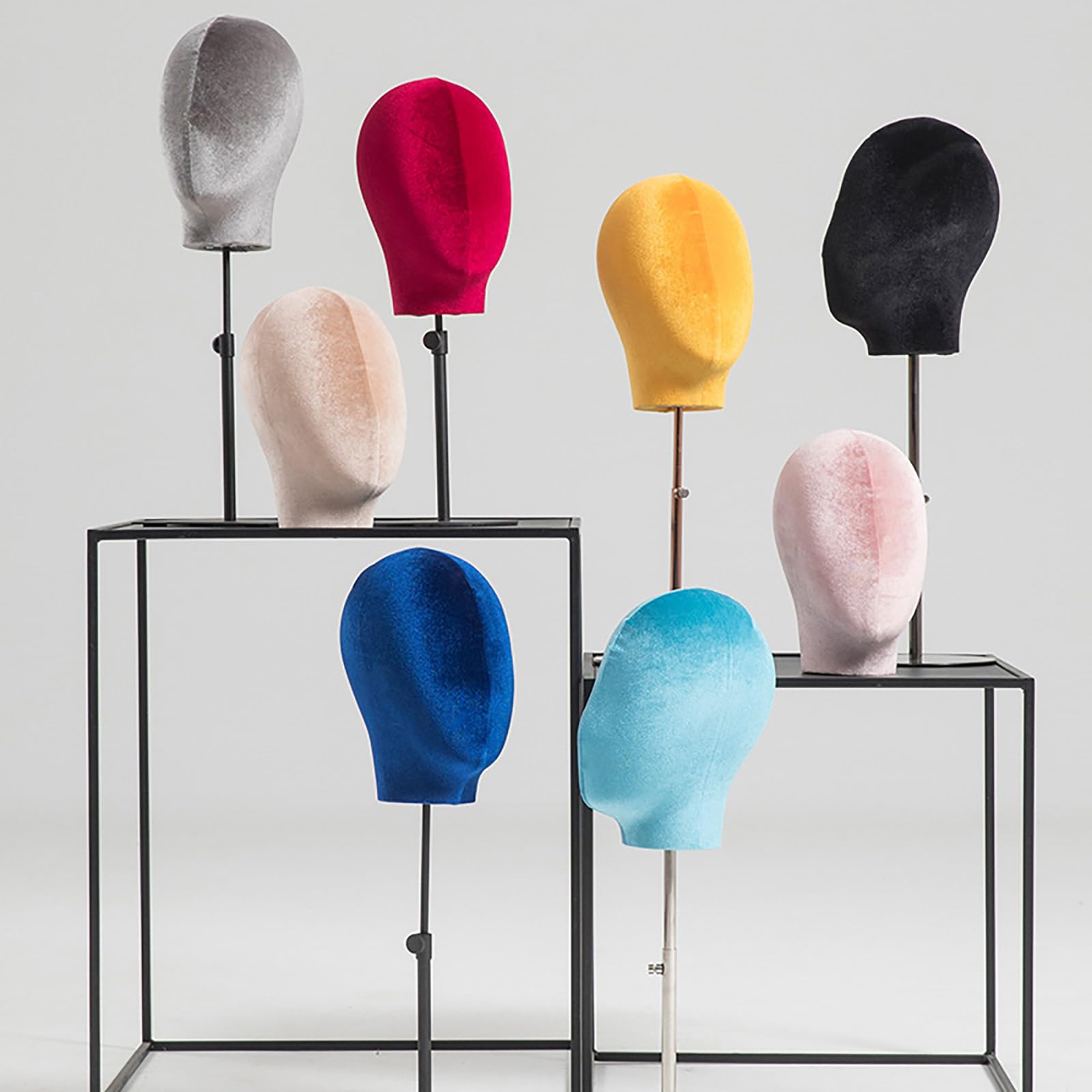Soporte para cabeza de maniquí ajustable en altura para sombrero y peluca, soporte de alfiler con metal retráctil