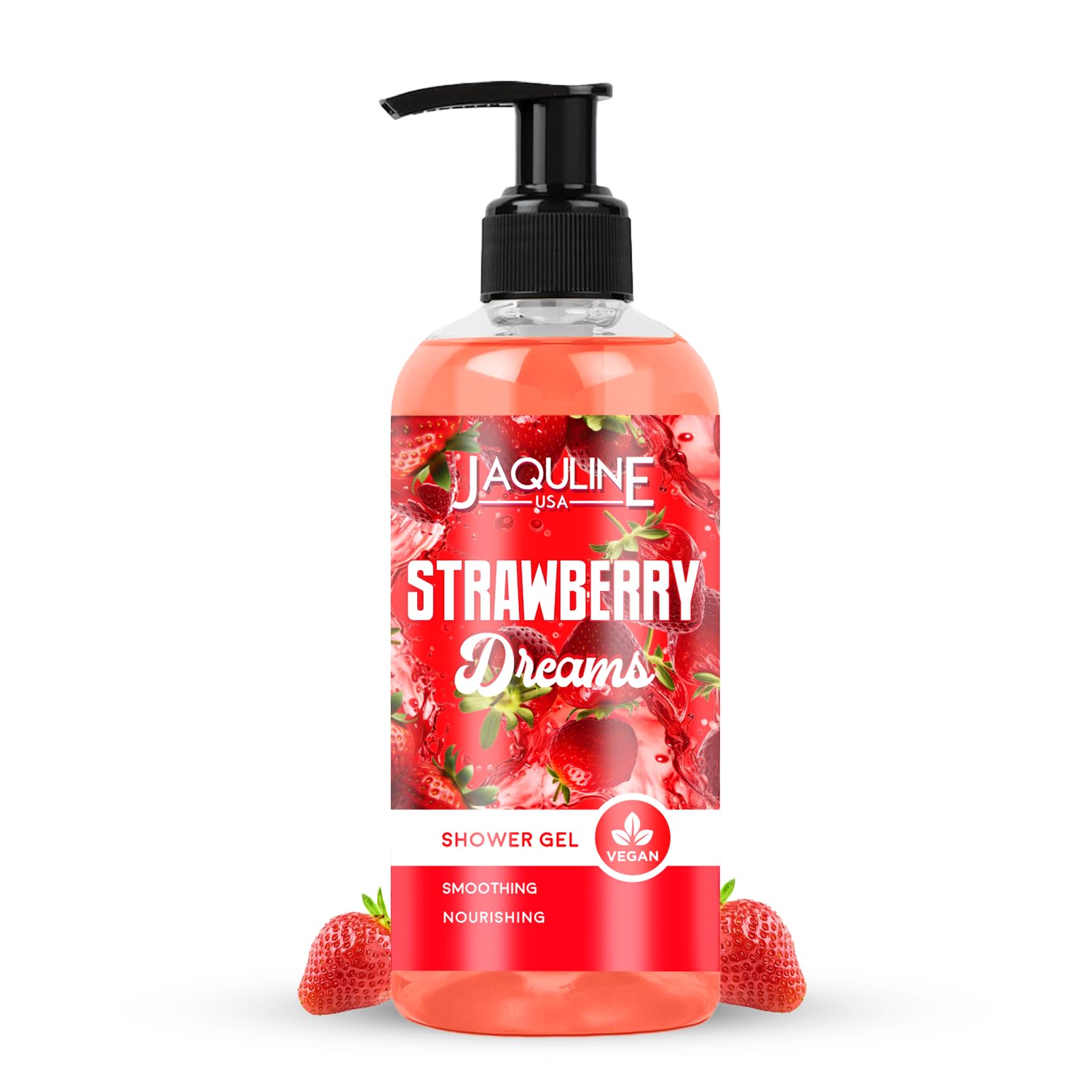 JAQULINE USA Strawberry Dreams Shower Gel for Men and Women | Calming and Soothing | Sweet Scent | With Aloe Vera Gel and Shea Butter, 250ml