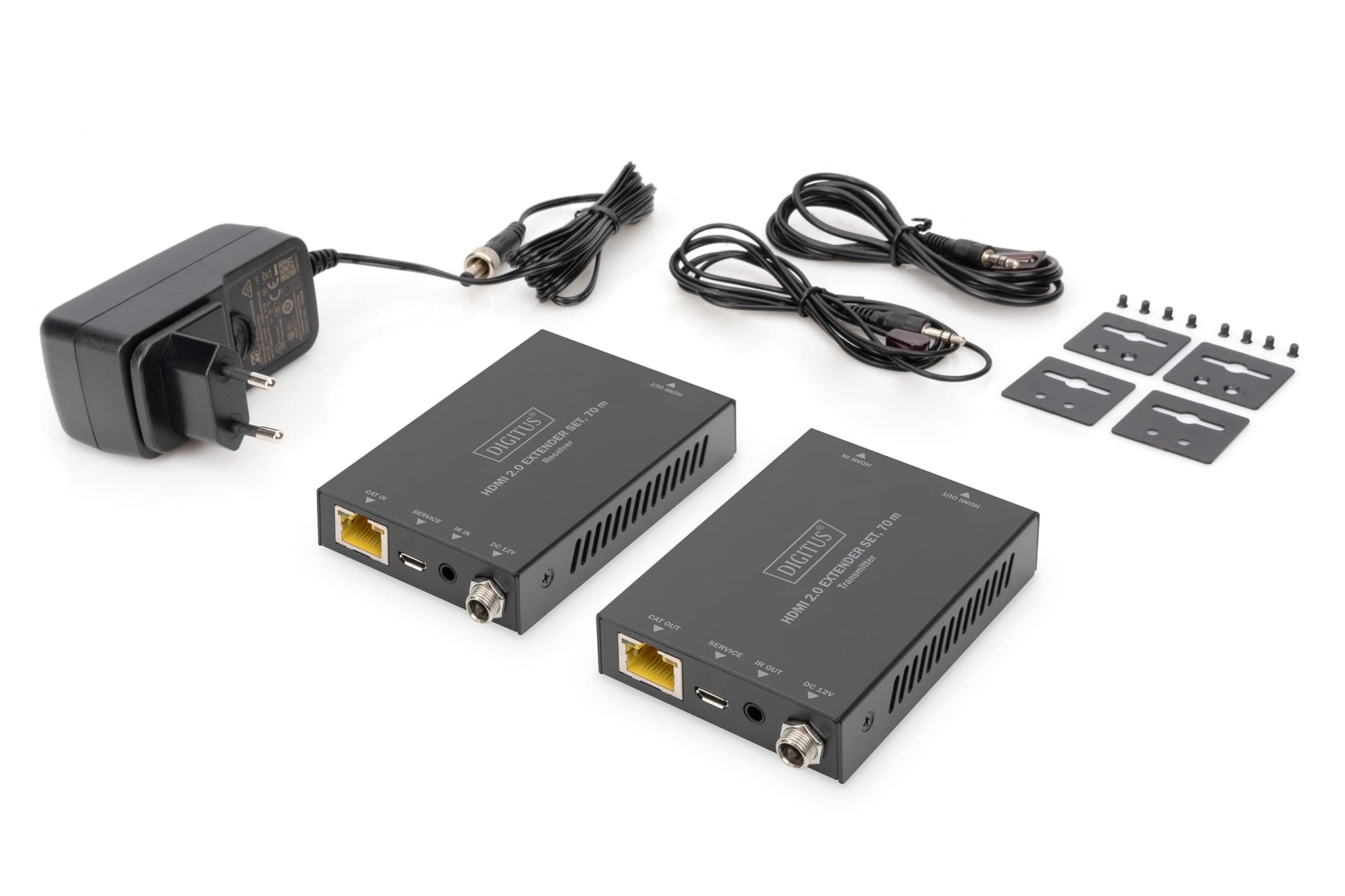 DIGITUS Set estensore HDMI 2.0 70 m 4K/60 Hz 18 Gbps HDCP 2.2 HDR PoC
